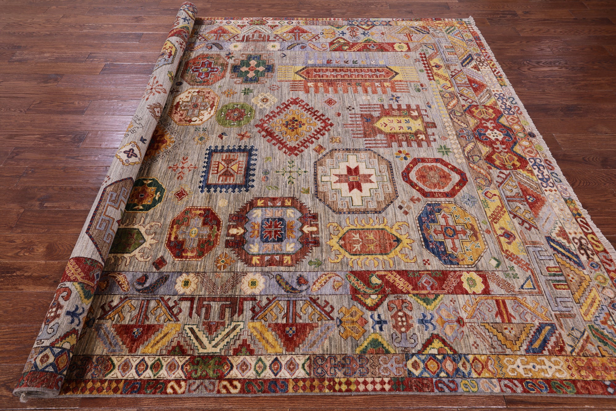 Turkmen Ersari Hand Knotted Wool Rug - 8' 2" X 9' 9" - Golden Nile