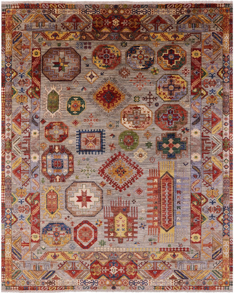 Turkmen Ersari Hand Knotted Wool Rug - 8' 2" X 9' 9" - Golden Nile