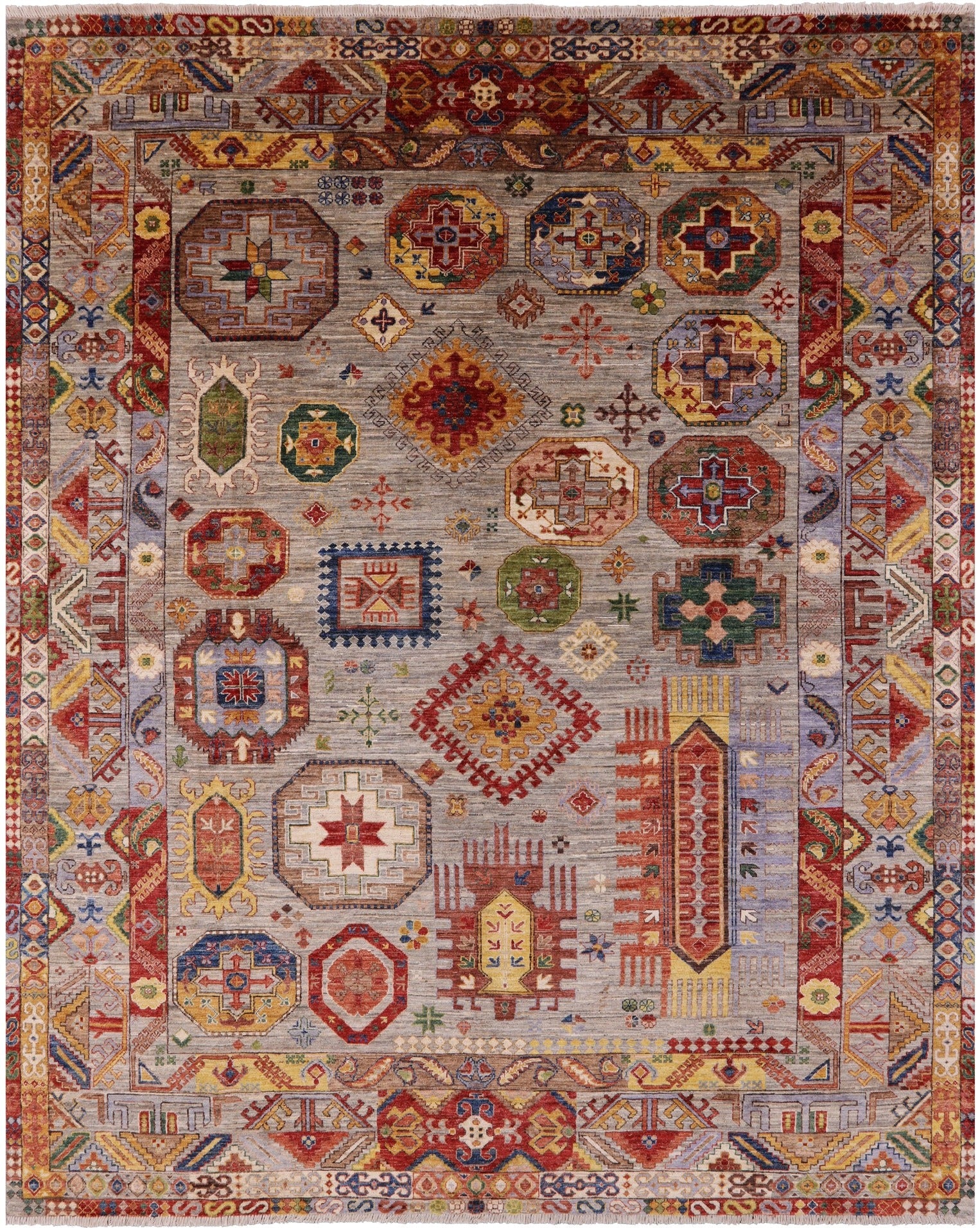 Turkmen Ersari Hand Knotted Wool Rug - 8' 2" X 9' 9" - Golden Nile