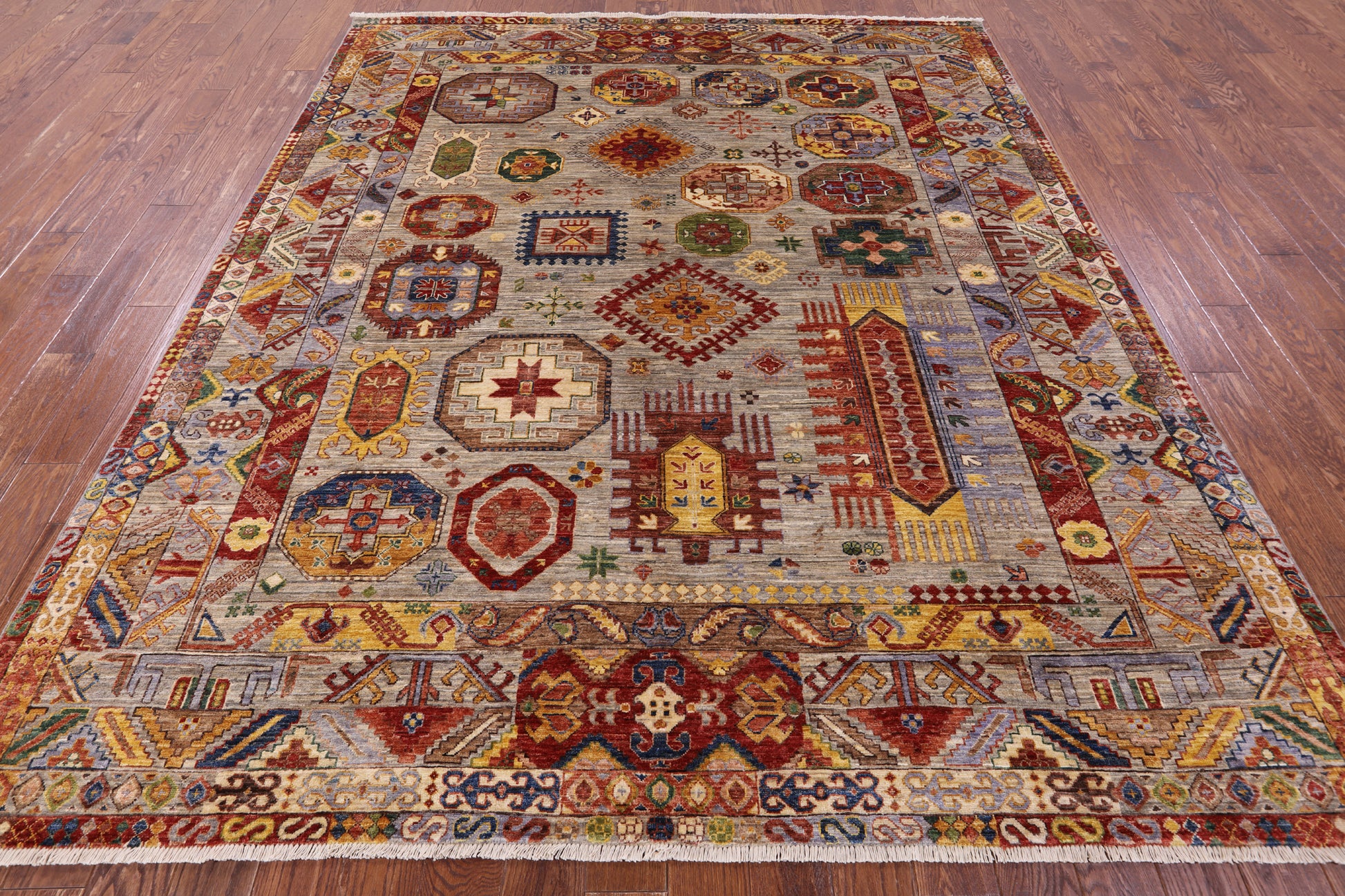 Turkmen Ersari Hand Knotted Wool Rug - 8' 2" X 9' 9" - Golden Nile