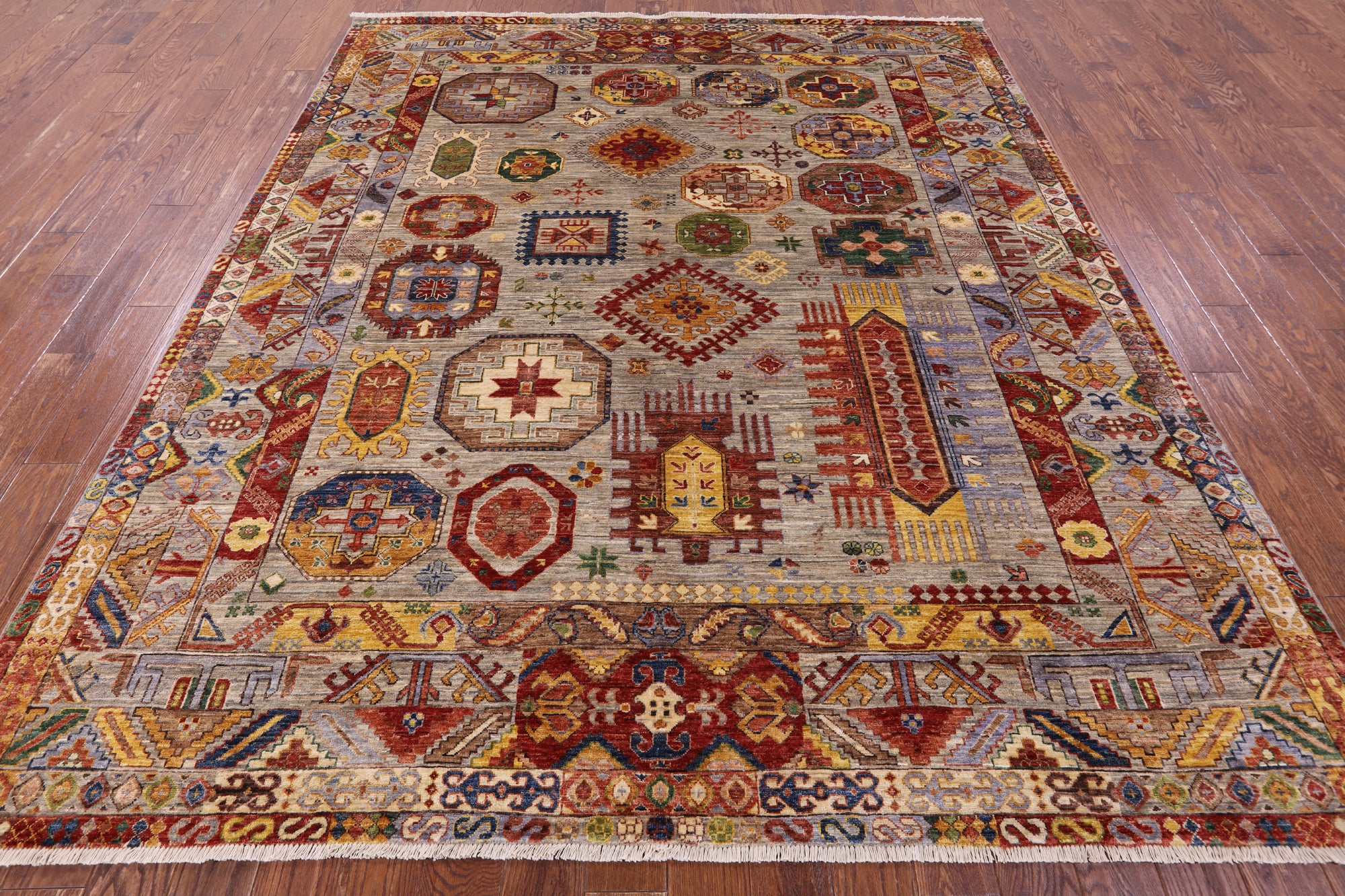 Turkmen Ersari Hand Knotted Wool Rug - 8' 2" X 9' 9" - Golden Nile