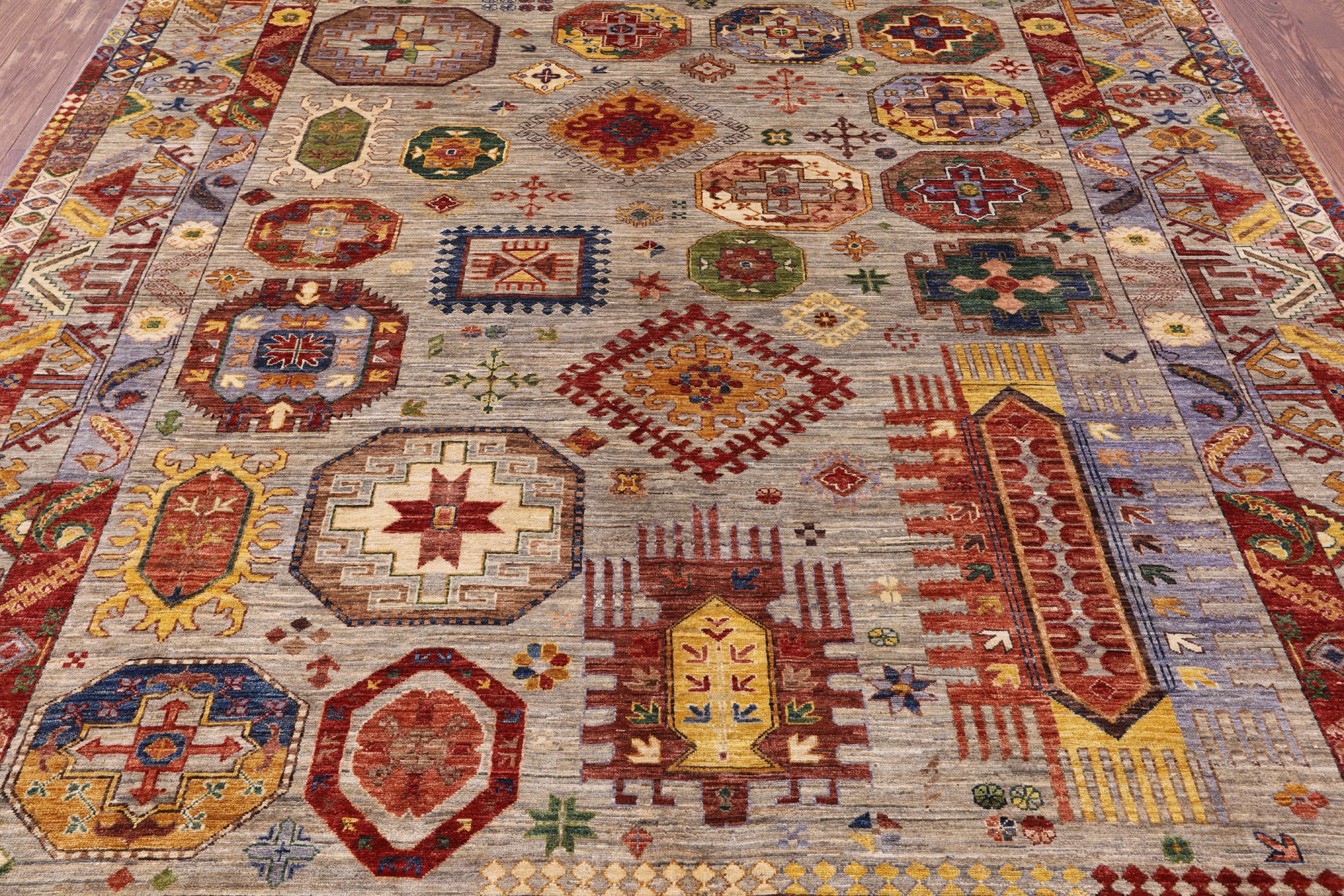 Turkmen Ersari Hand Knotted Wool Rug - 8' 2" X 9' 9" - Golden Nile