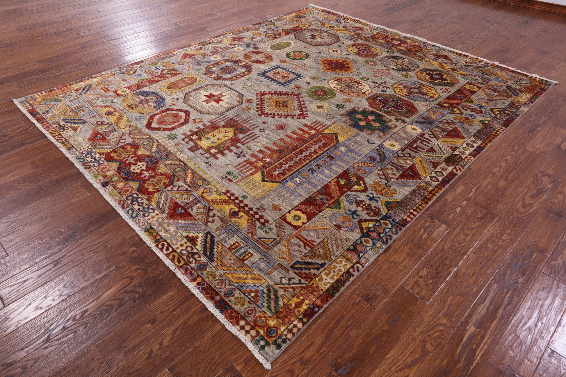 Turkmen Ersari Hand Knotted Wool Rug - 8' 2" X 9' 9" - Golden Nile