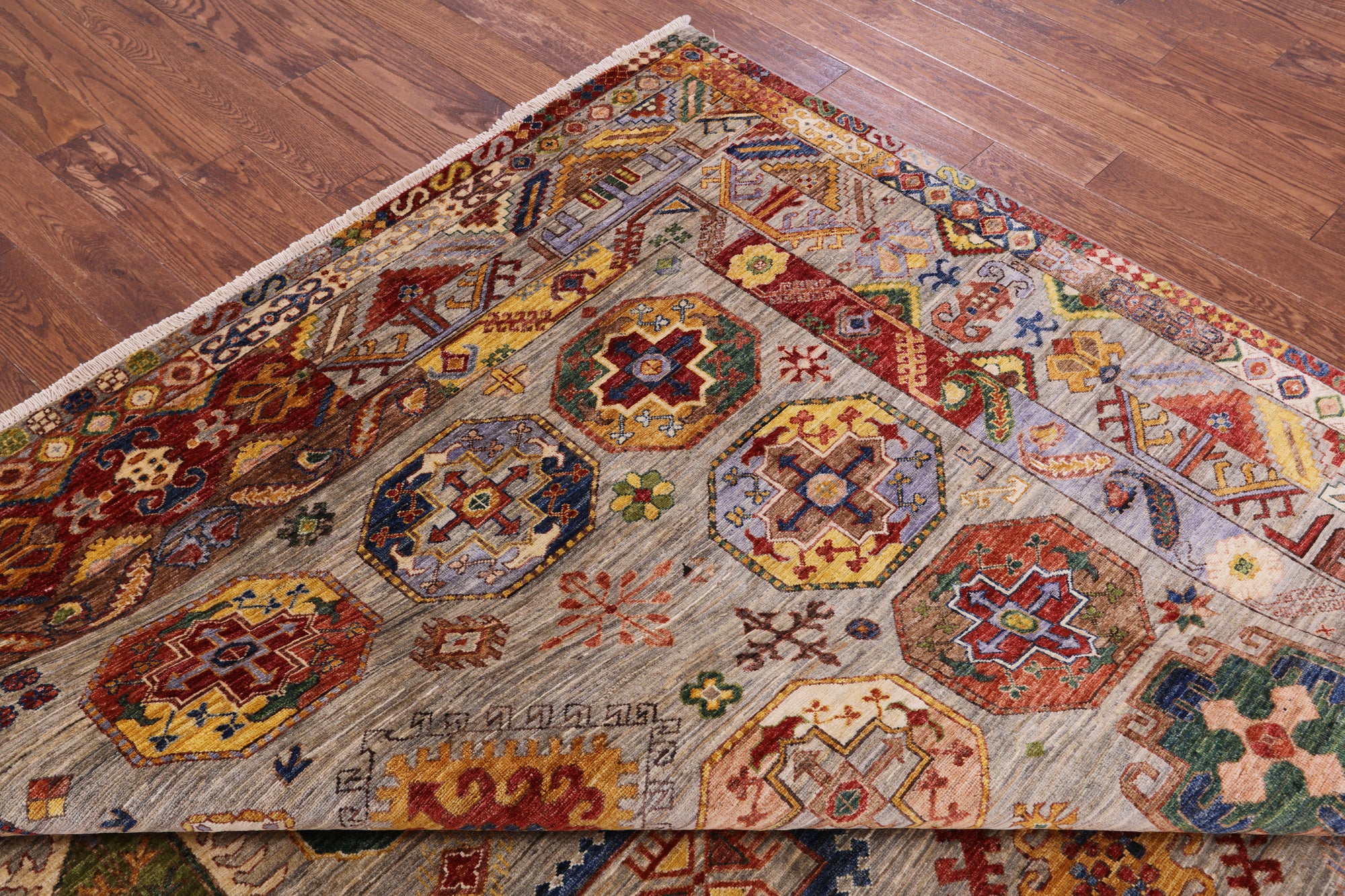 Turkmen Ersari Hand Knotted Wool Rug - 8' 2" X 9' 9" - Golden Nile