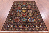 Brown Turkmen Ersari Hand Knotted Wool Rug - 5' 7" X 8' 2" - Golden Nile