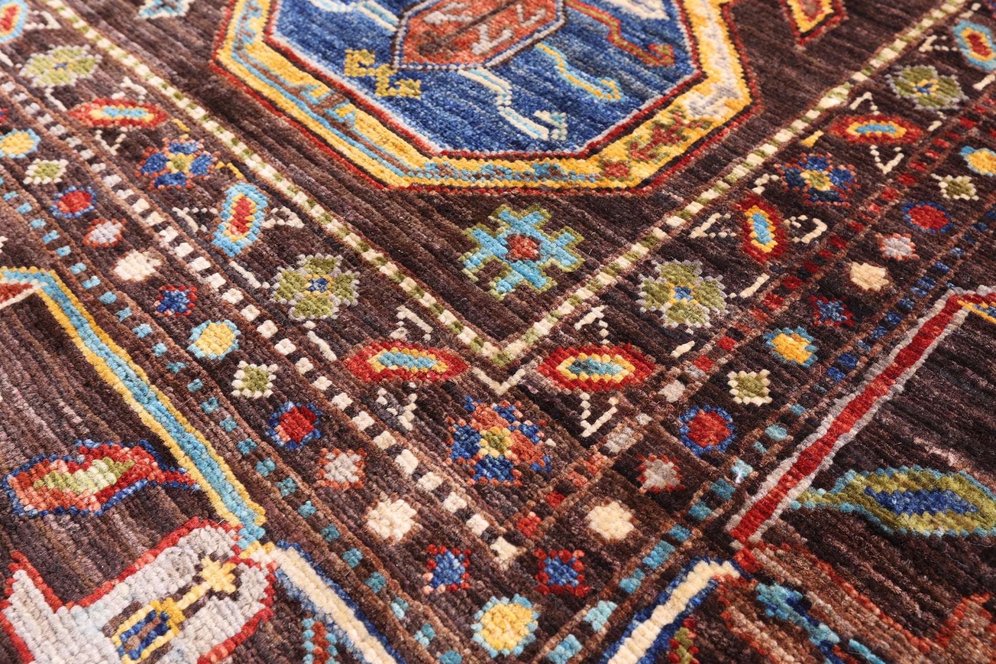 Brown Turkmen Ersari Hand Knotted Wool Rug - 5' 7" X 8' 2" - Golden Nile