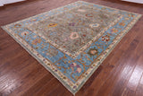 Grey Turkish Oushak Hand Knotted Wool Rug - 9' 1" X 11' 9" - Golden Nile