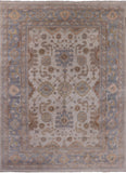 Ivory Turkish Oushak Hand Knotted Wool Area Rug - 8' 7" X 11' 10" - Golden Nile