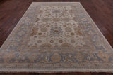 Ivory Turkish Oushak Hand Knotted Wool Area Rug - 8' 7" X 11' 10" - Golden Nile