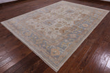 Ivory Turkish Oushak Hand Knotted Wool Area Rug - 8' 7" X 11' 10" - Golden Nile