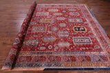 Red Persian Fine Serapi Hand Knotted Wool Rug - 9' 1" X 11' 9" - Golden Nile