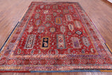 Red Persian Fine Serapi Hand Knotted Wool Rug - 9' 1" X 11' 9" - Golden Nile