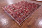 Red Persian Fine Serapi Hand Knotted Wool Rug - 9' 1" X 11' 9" - Golden Nile