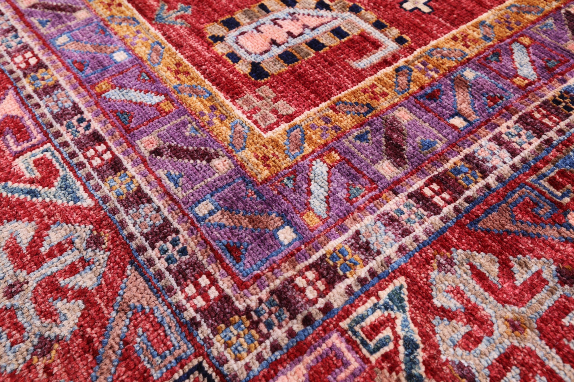 Red Persian Fine Serapi Hand Knotted Wool Rug - 9' 1" X 11' 9" - Golden Nile