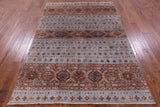 Grey Khorjin Persian Gabbeh Hand Knotted Wool Rug - 5' 7" X 7' 11" - Golden Nile