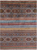 Khorjin Persian Gabbeh Hand Knotted Wool Rug - 5' 8" X 7' 7" - Golden Nile