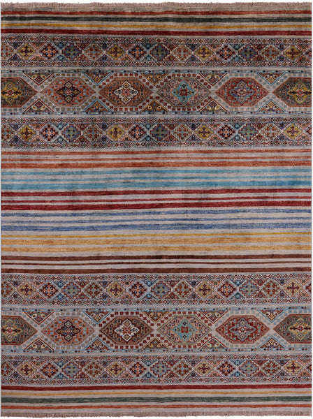 Khorjin Persian Gabbeh Hand Knotted Wool Rug - 5' 8" X 7' 7" - Golden Nile