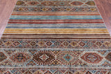 Khorjin Persian Gabbeh Hand Knotted Wool Rug - 5' 8" X 7' 7" - Golden Nile