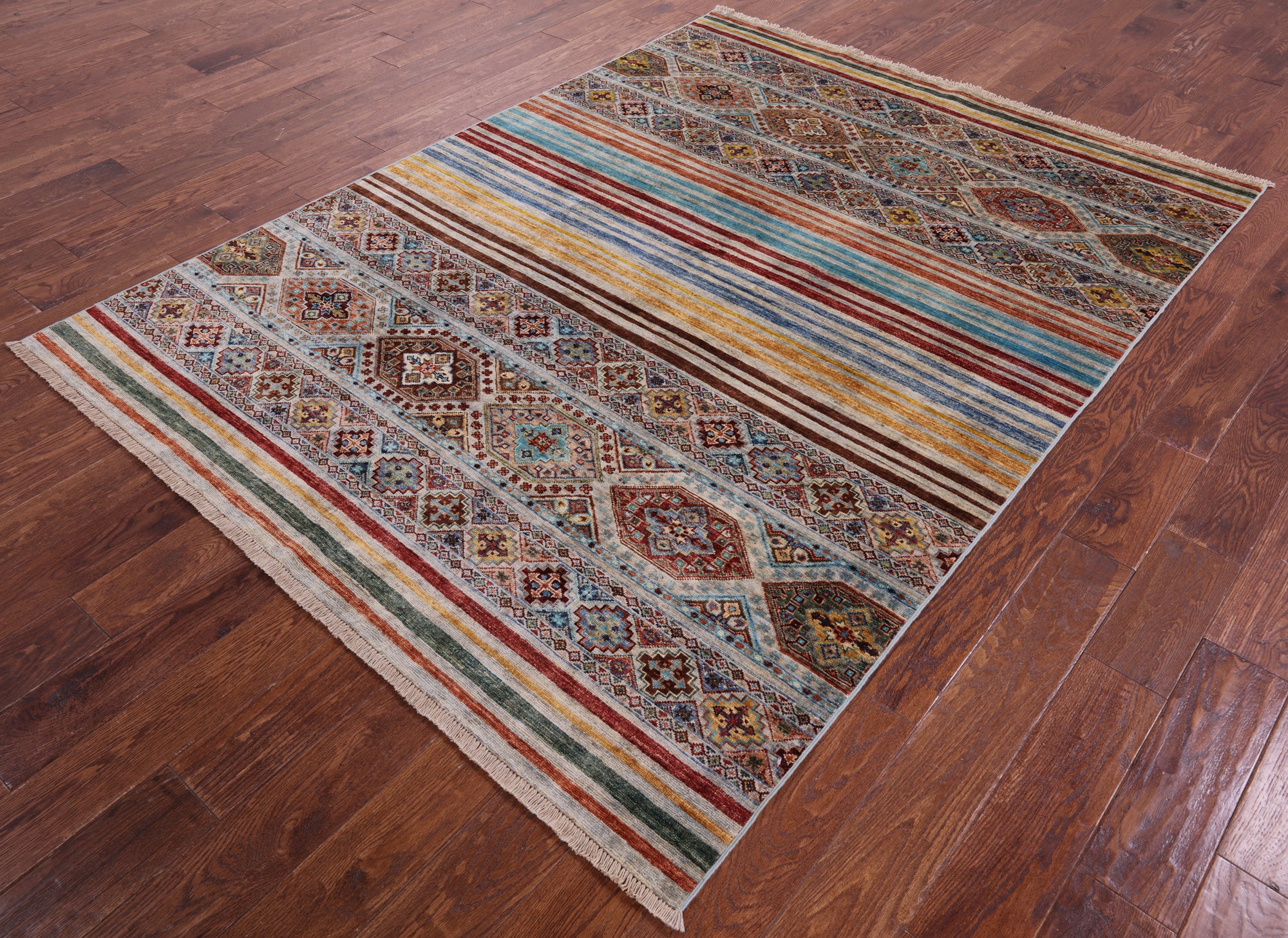 Khorjin Persian Gabbeh Hand Knotted Wool Rug - 5' 8" X 7' 7" - Golden Nile