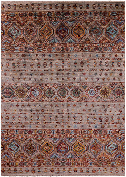 Khorjin Persian Gabbeh Hand Knotted Wool Rug - 5' 9" X 8' 0" - Golden Nile