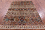 Khorjin Persian Gabbeh Hand Knotted Wool Rug - 5' 9" X 8' 0" - Golden Nile
