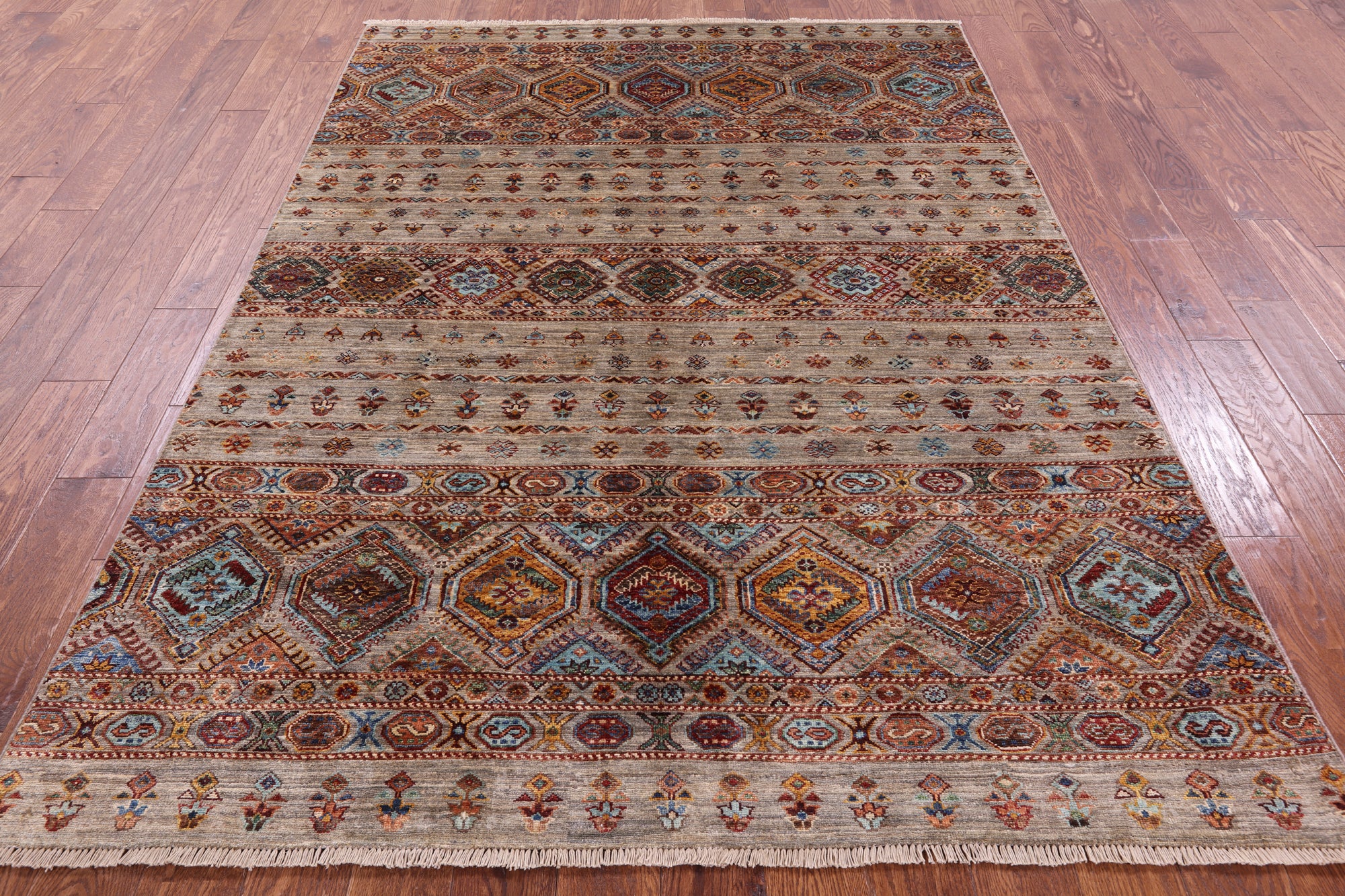 Khorjin Persian Gabbeh Hand Knotted Wool Rug - 5' 9" X 8' 0" - Golden Nile