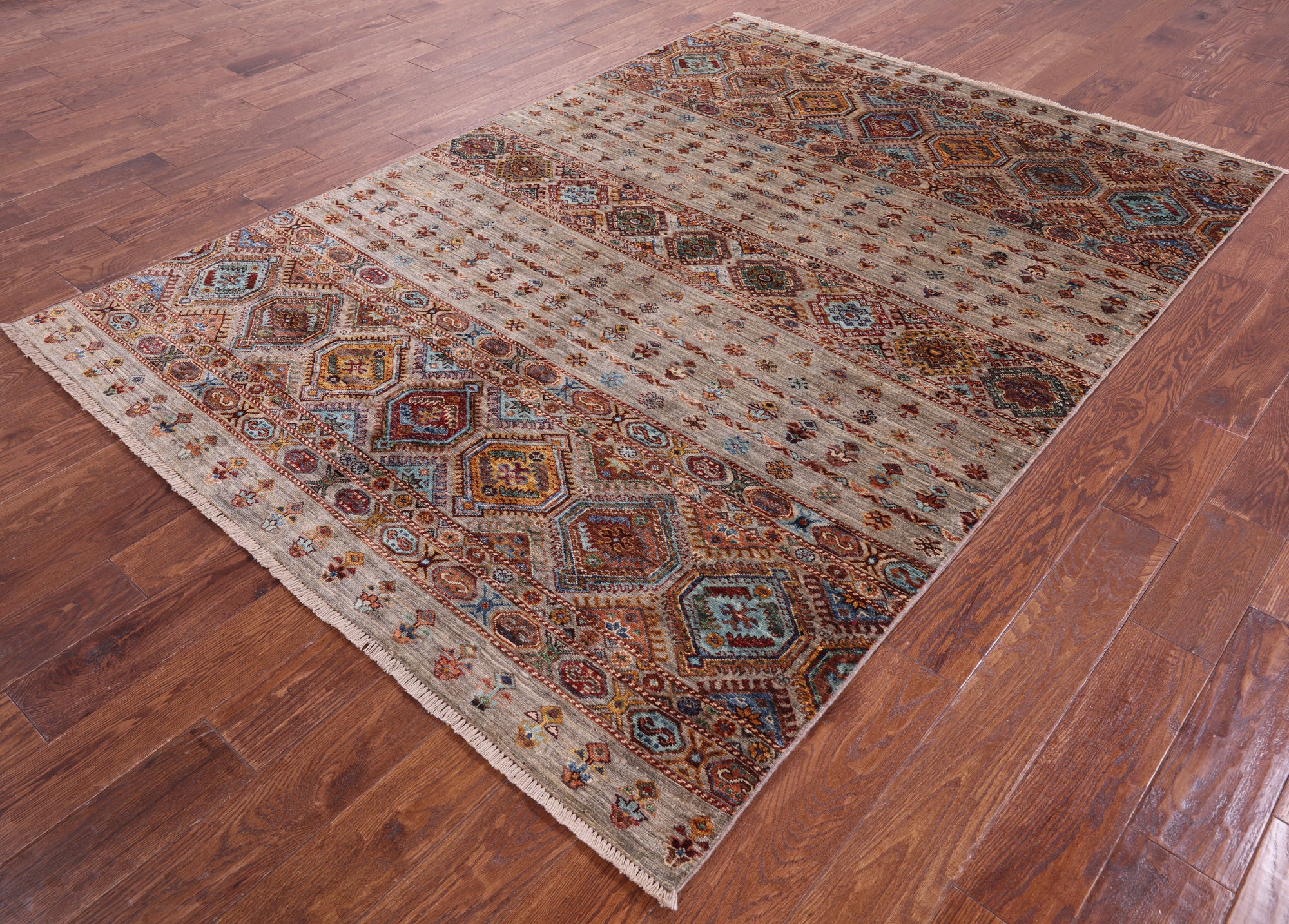 Khorjin Persian Gabbeh Hand Knotted Wool Rug - 5' 9" X 8' 0" - Golden Nile