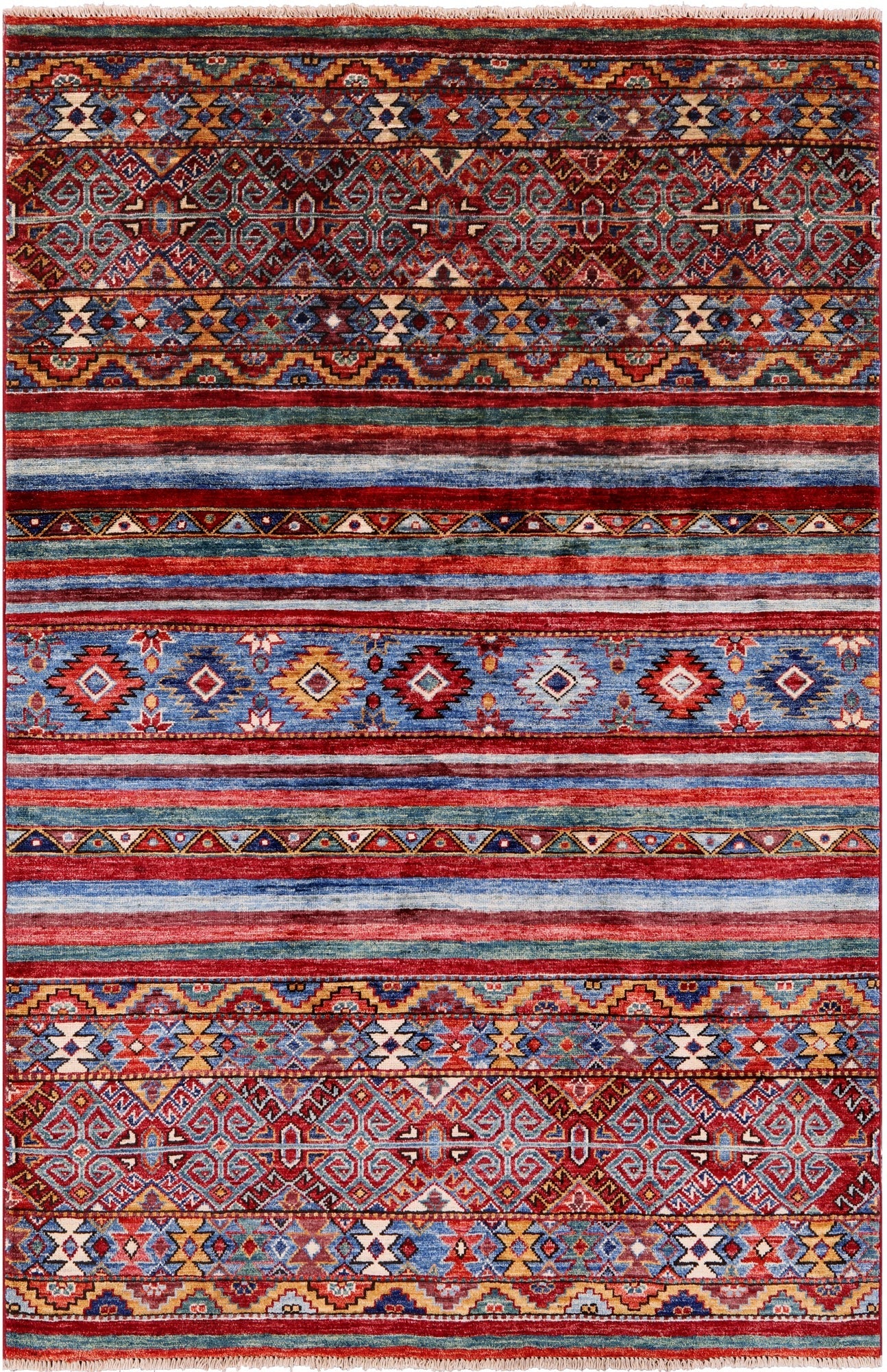 Khorjin Persian Gabbeh Hand Knotted Wool Rug - 3' 11" X 5' 10" - Golden Nile