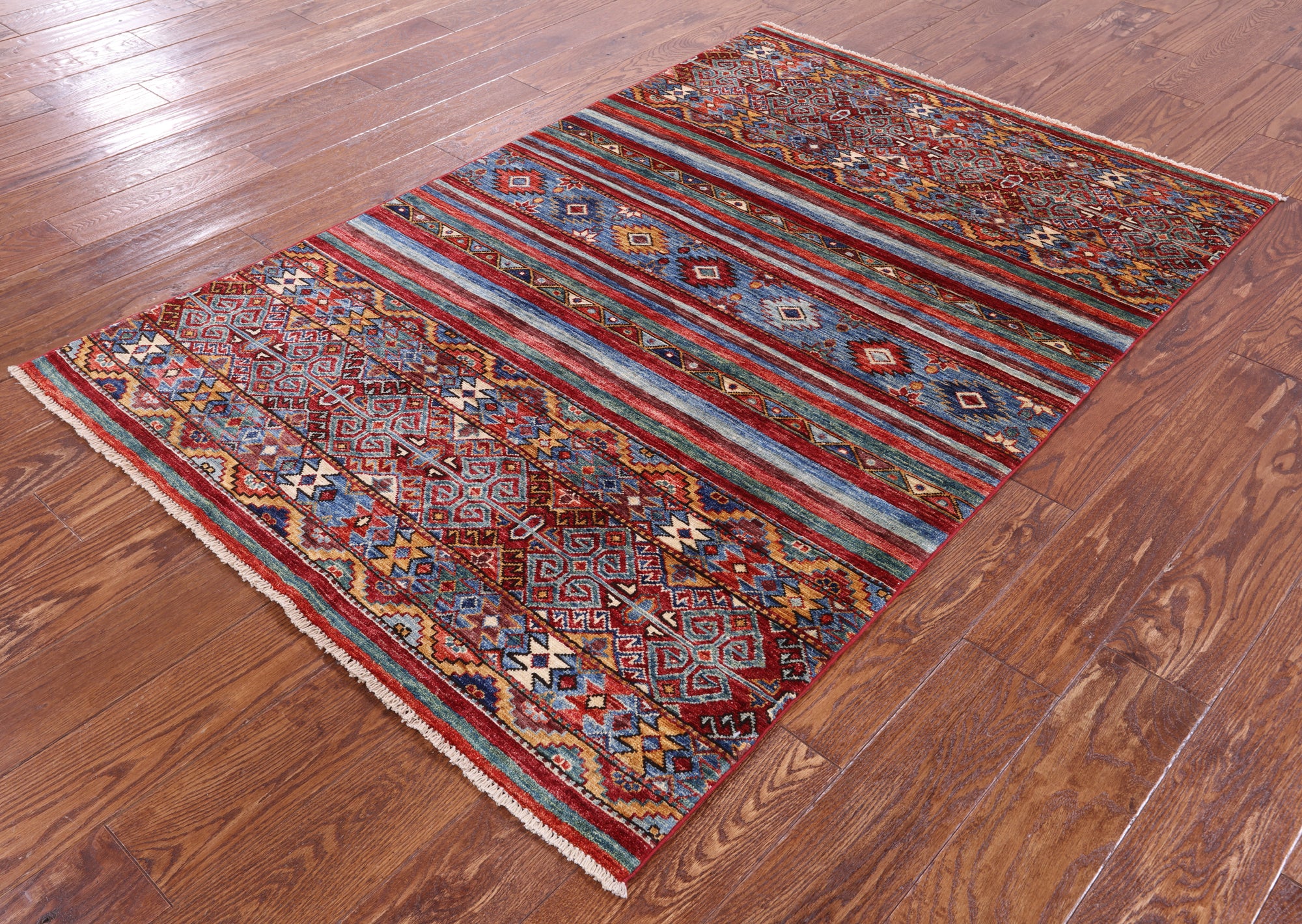Khorjin Persian Gabbeh Hand Knotted Wool Rug - 3' 11" X 5' 10" - Golden Nile