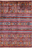 Khorjin Persian Gabbeh Handmade Wool Rug - 4' 0" X 5' 11" - Golden Nile
