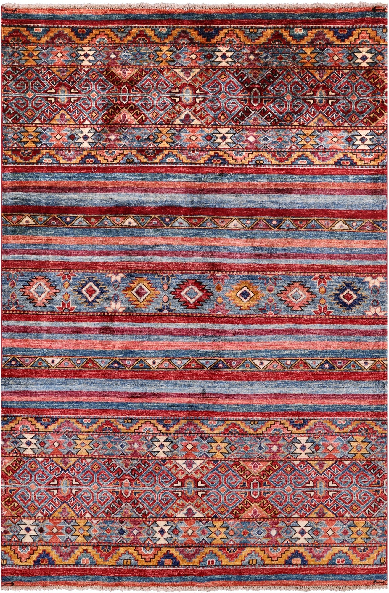 Khorjin Persian Gabbeh Handmade Wool Rug - 4' 0" X 5' 11" - Golden Nile