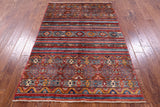 Khorjin Persian Gabbeh Handmade Wool Rug - 4' 0" X 5' 11" - Golden Nile