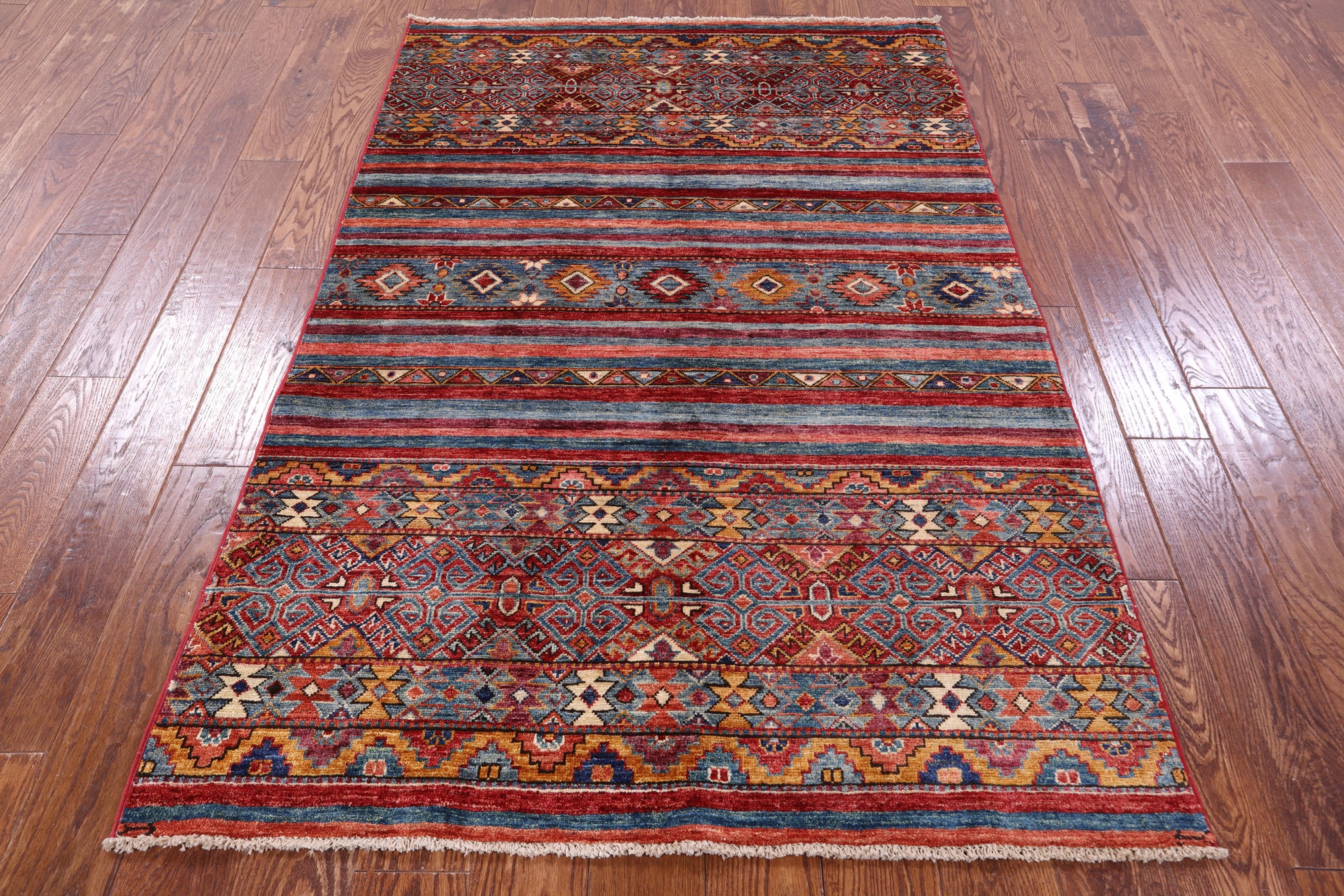 Khorjin Persian Gabbeh Handmade Wool Rug - 4' 0" X 5' 11" - Golden Nile