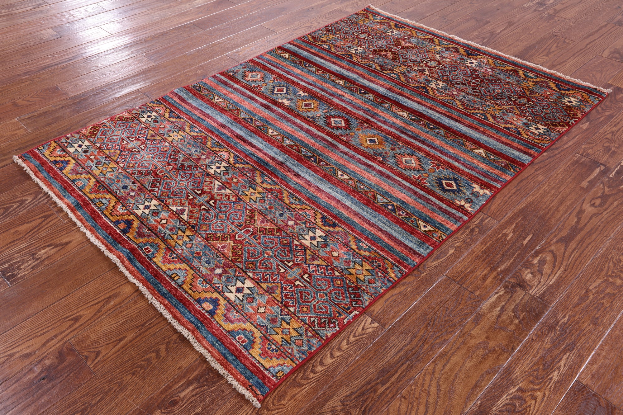 Khorjin Persian Gabbeh Handmade Wool Rug - 4' 0" X 5' 11" - Golden Nile
