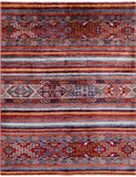Khorjin Persian Gabbeh Hand Knotted Wool Rug - 5' 0" X 6' 3" - Golden Nile
