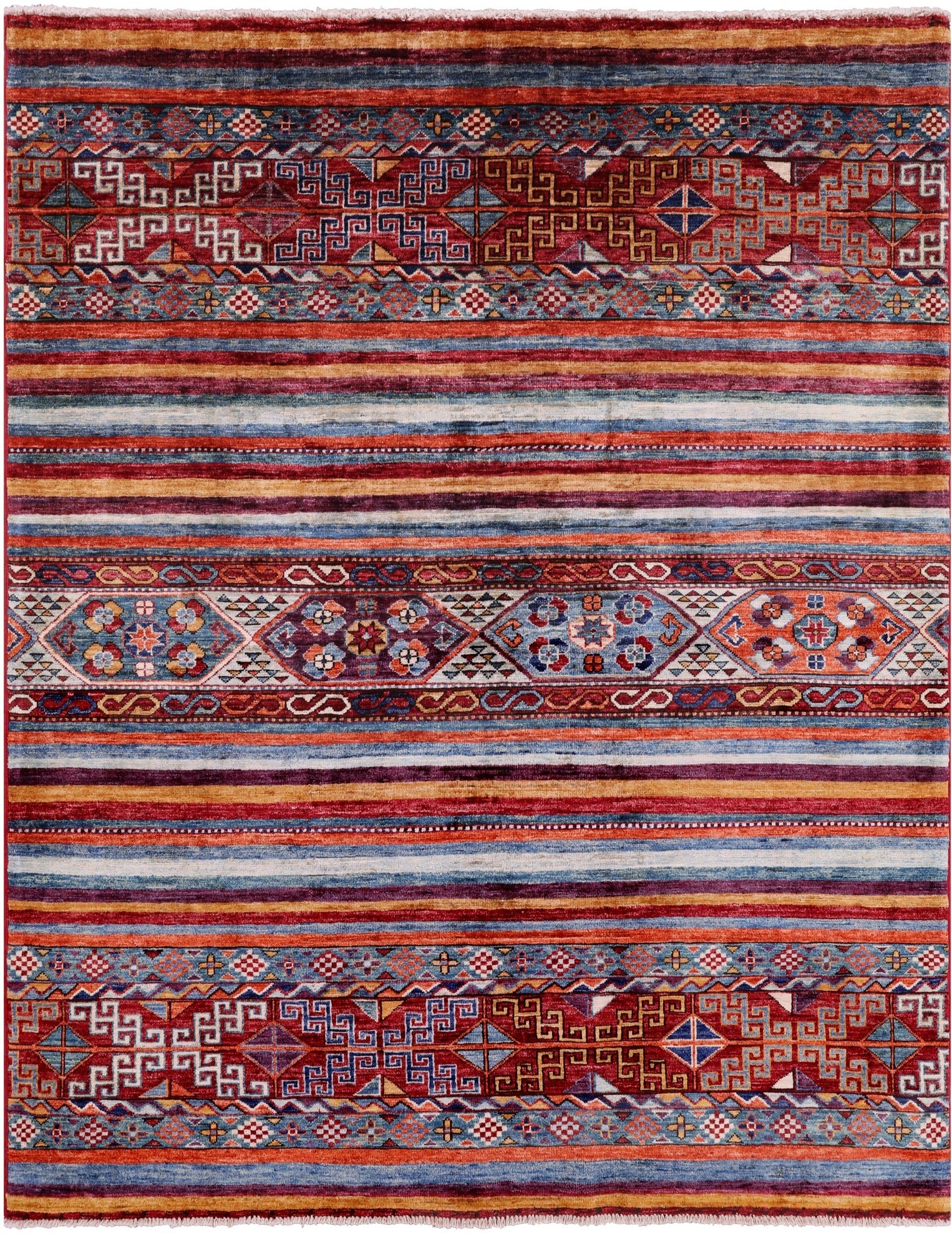 Khorjin Persian Gabbeh Hand Knotted Wool Rug - 5' 0" X 6' 3" - Golden Nile