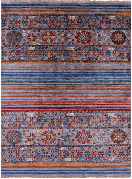 Khorjin Persian Gabbeh Hand Knotted Wool Rug - 4' 11" X 6' 9" - Golden Nile