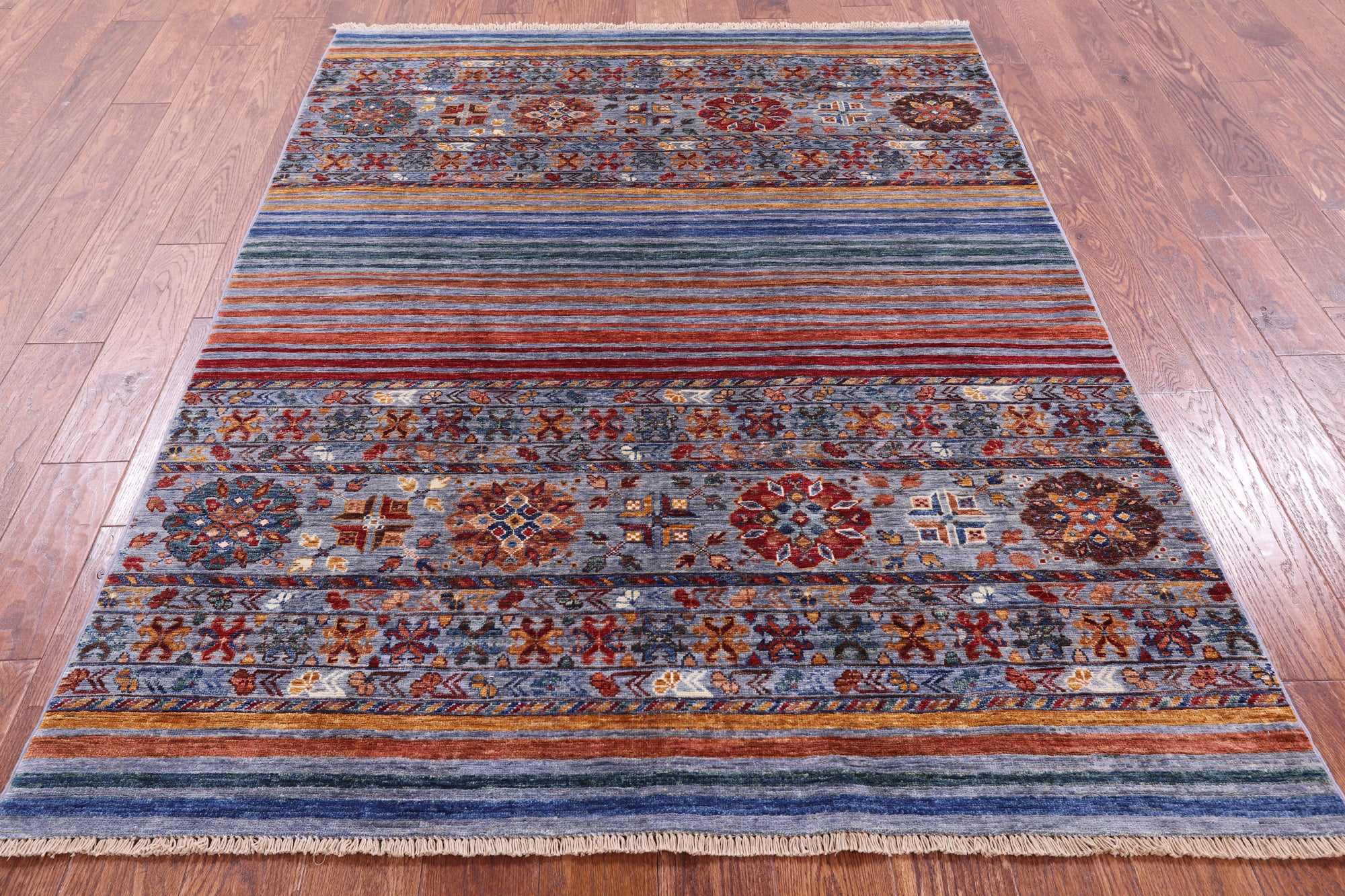 Khorjin Persian Gabbeh Hand Knotted Wool Rug - 4' 11" X 6' 9" - Golden Nile