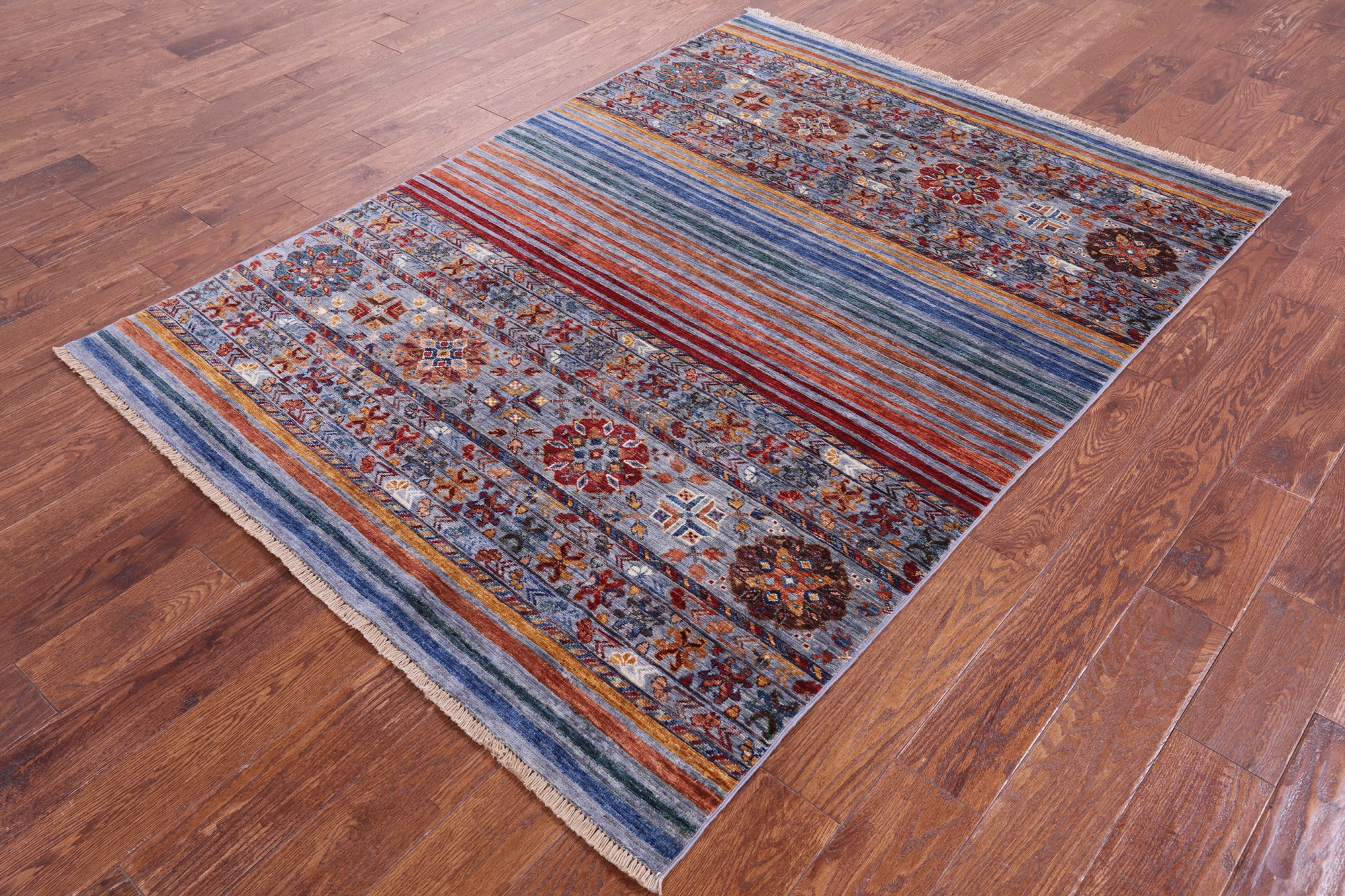Khorjin Persian Gabbeh Hand Knotted Wool Rug - 4' 11" X 6' 9" - Golden Nile