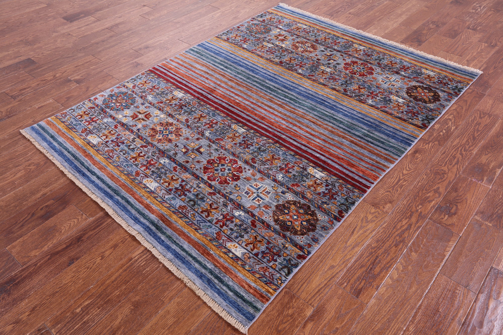 Khorjin Persian Gabbeh Hand Knotted Wool Rug - 4' 11" X 6' 9" - Golden Nile