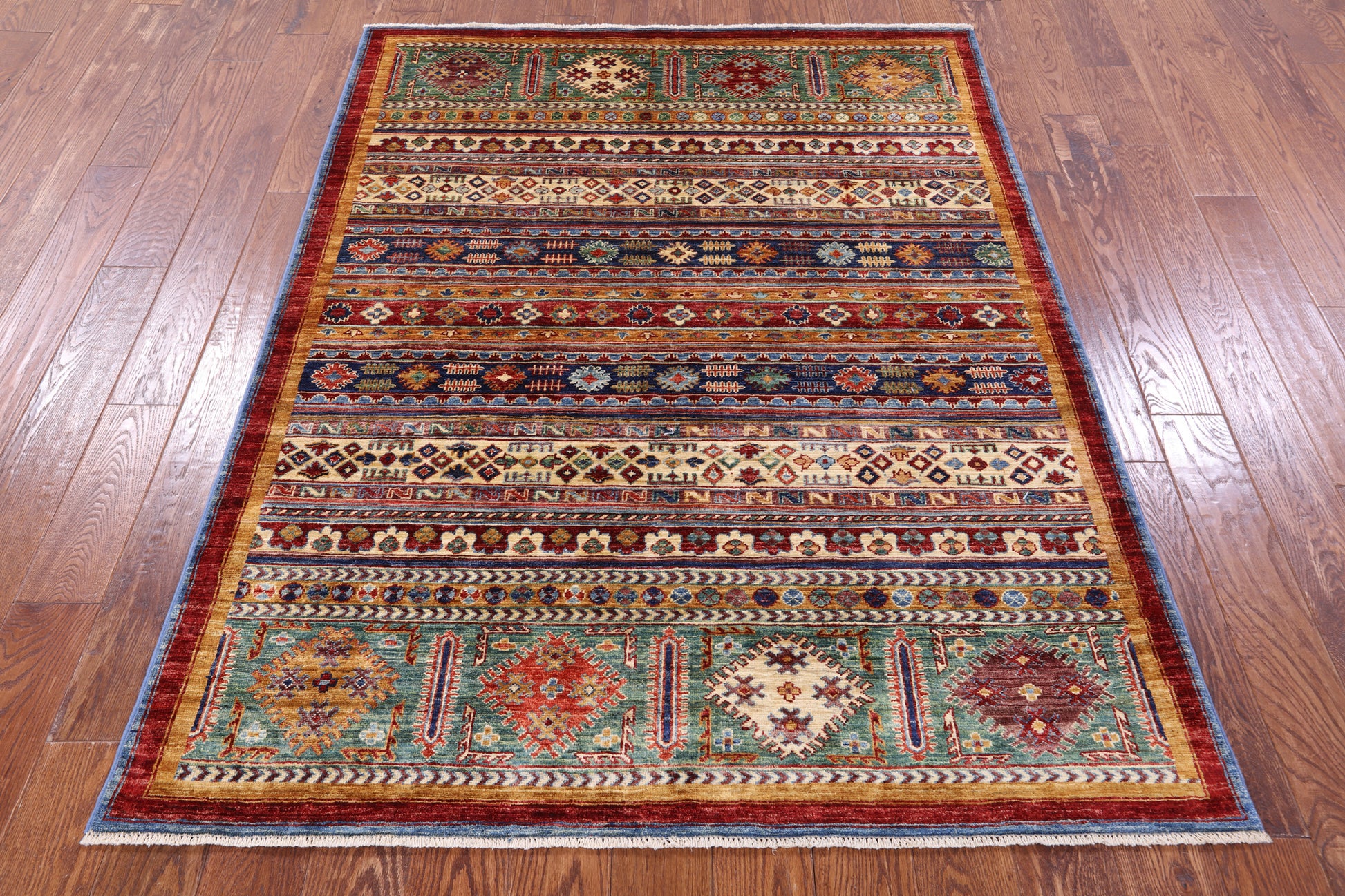 Tribal Persian Gabbeh Hand Knotted Wool Rug - 4' 10" X 6' 4" - Golden Nile