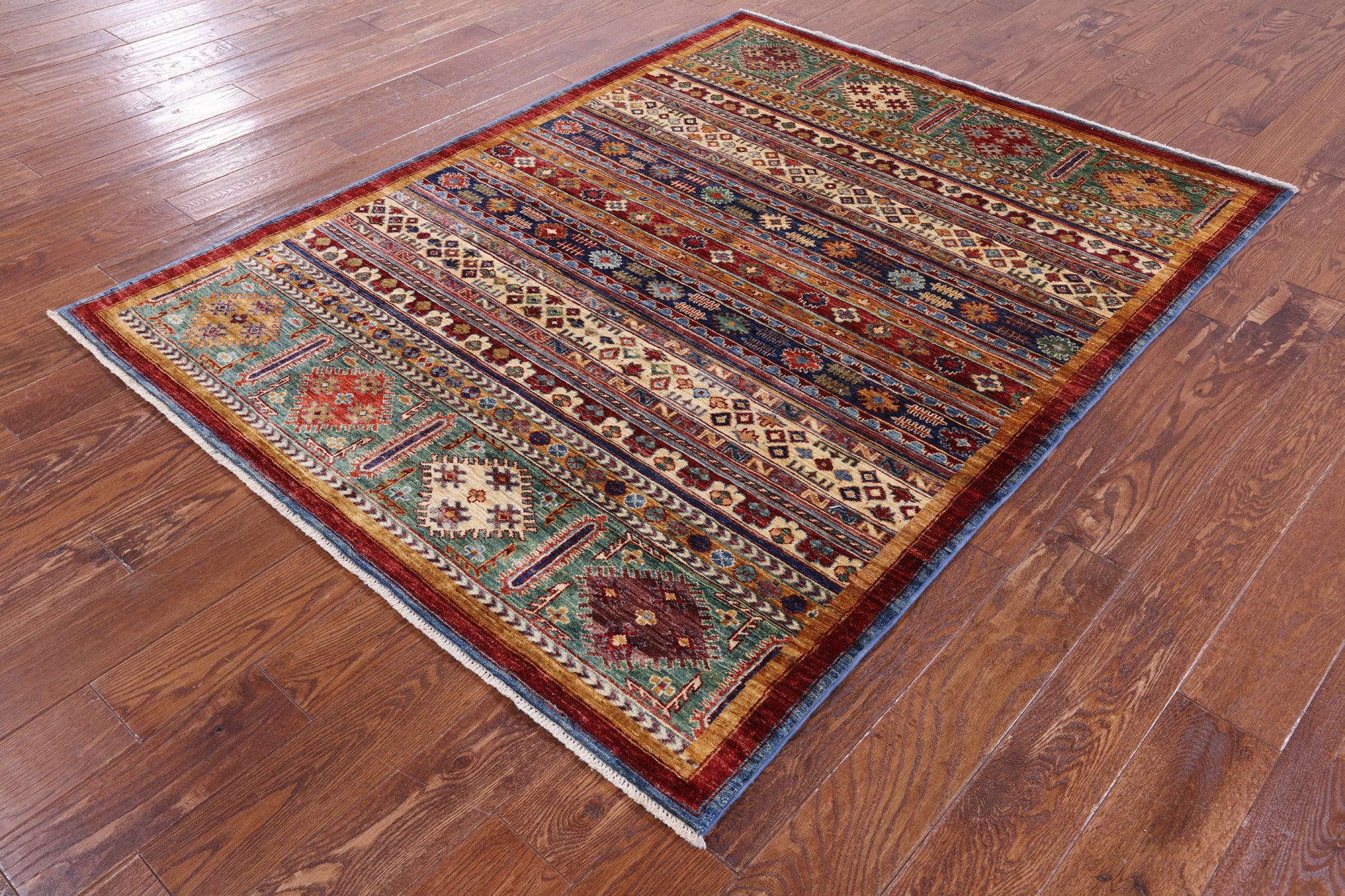 Tribal Persian Gabbeh Hand Knotted Wool Rug - 4' 10" X 6' 4" - Golden Nile