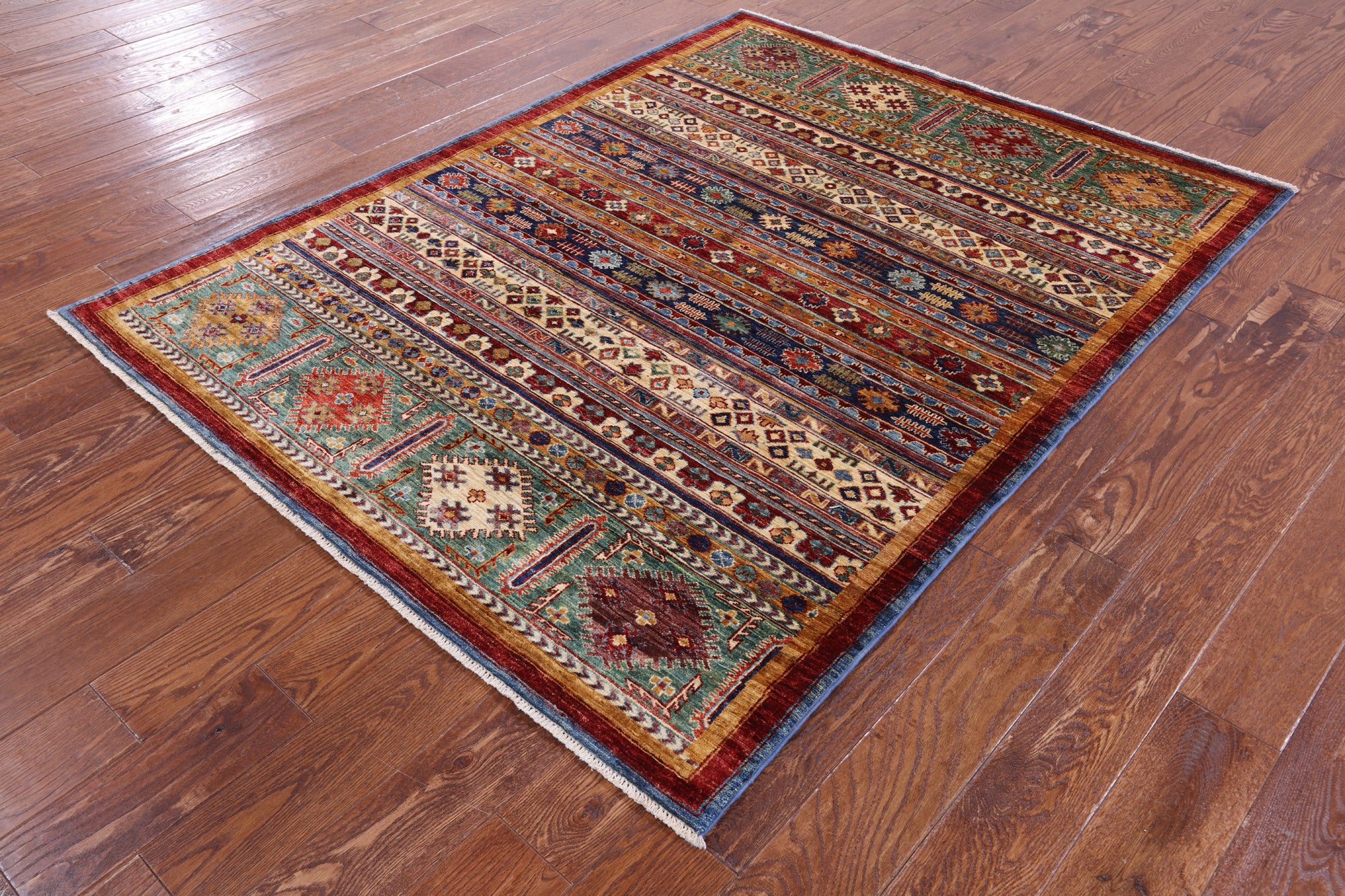 Tribal Persian Gabbeh Hand Knotted Wool Rug - 4' 10" X 6' 4" - Golden Nile