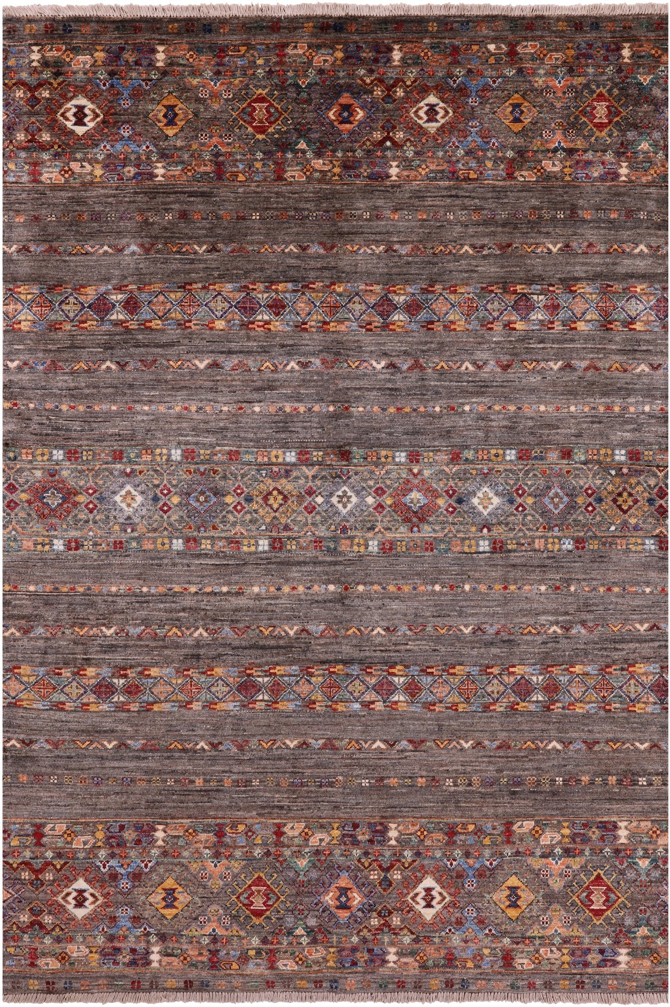 Khorjin Persian Gabbeh Hand Knotted Wool Rug - 4' 11" X 7' 2" - Golden Nile