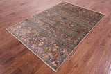 Khorjin Persian Gabbeh Hand Knotted Wool Rug - 4' 11" X 7' 2" - Golden Nile