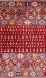 Red Khorjin Persian Gabbeh Hand Knotted Wool Rug - 3' 9" X 6' 3" - Golden Nile