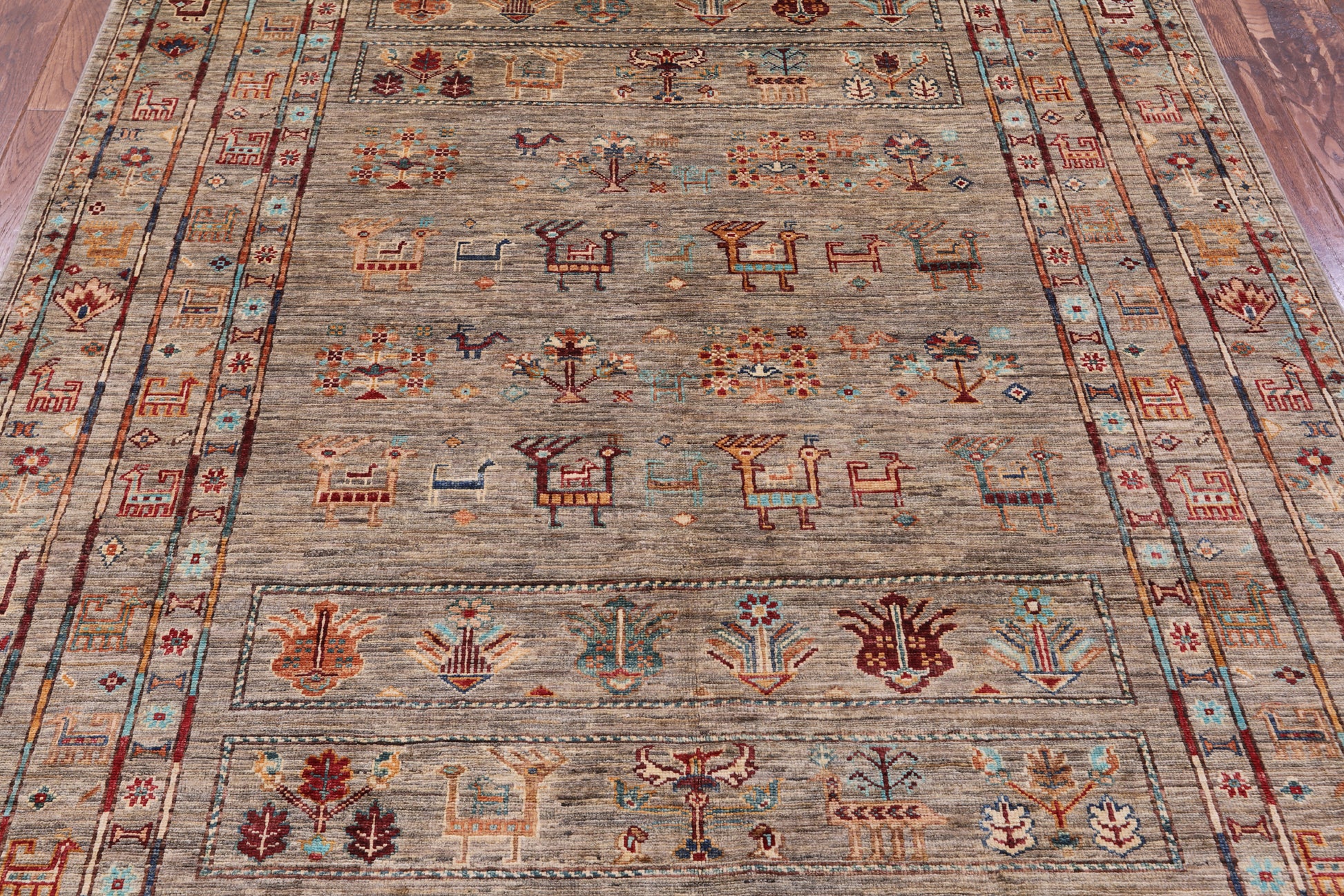 Tribal Persian Gabbeh Hand Knotted Wool Rug - 5' 1" X 6' 9" - Golden Nile