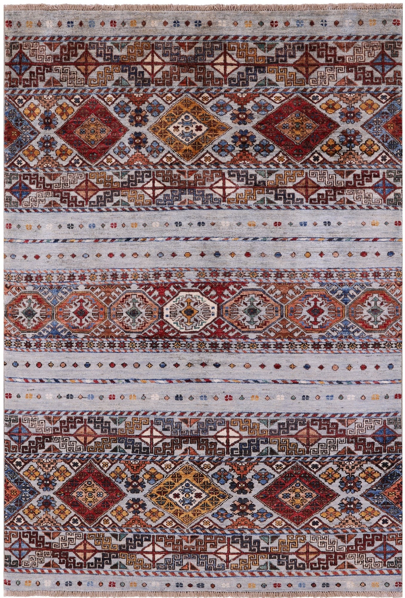 Khorjin Persian Gabbeh Hand Knotted Wool Rug - 3' 11" X 5' 9" - Golden Nile