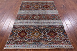 Khorjin Persian Gabbeh Hand Knotted Wool Rug - 3' 11" X 5' 9" - Golden Nile
