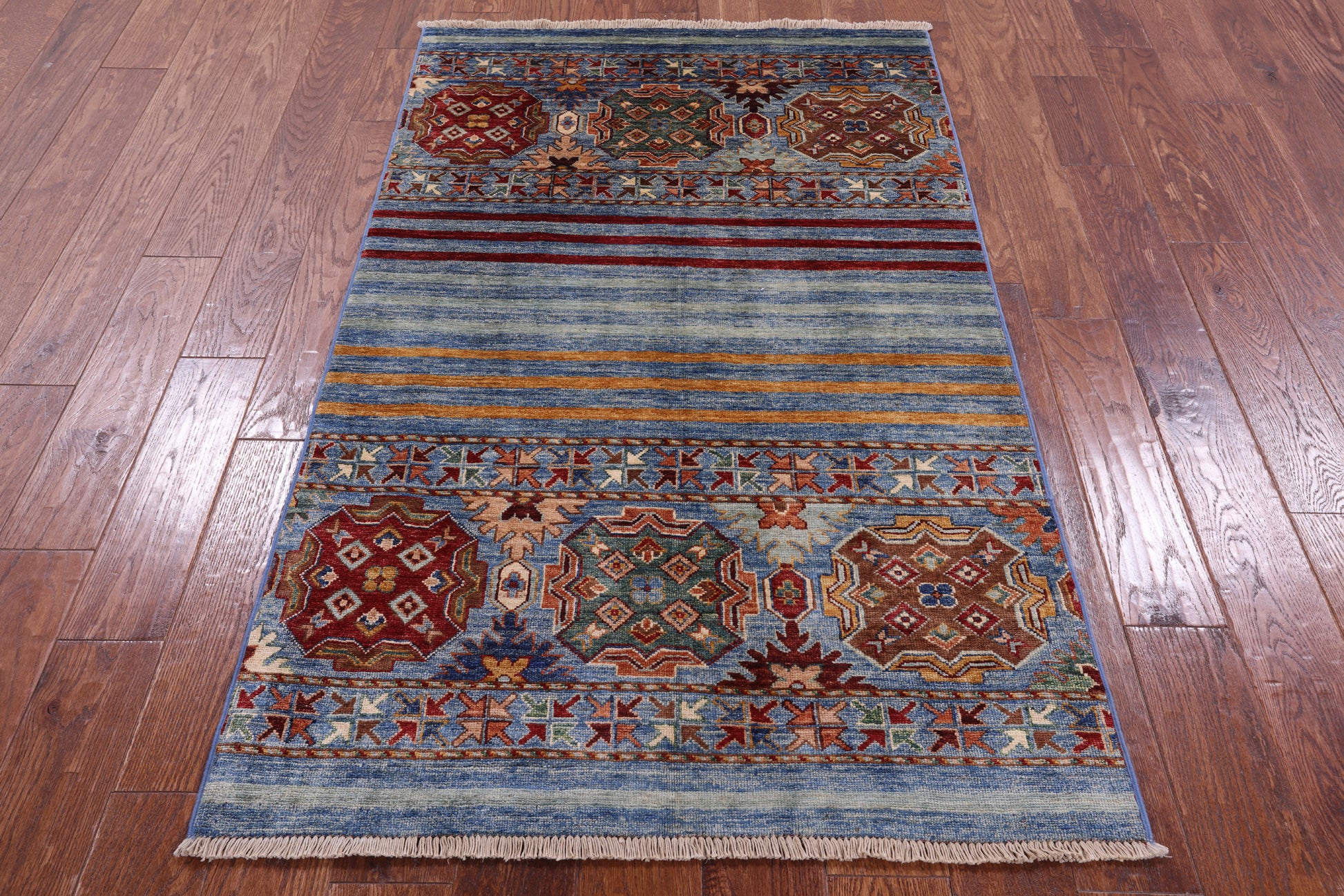 Khorjin Persian Gabbeh Hand Knotted Wool Rug - 3' 3" X 5' 4" - Golden Nile